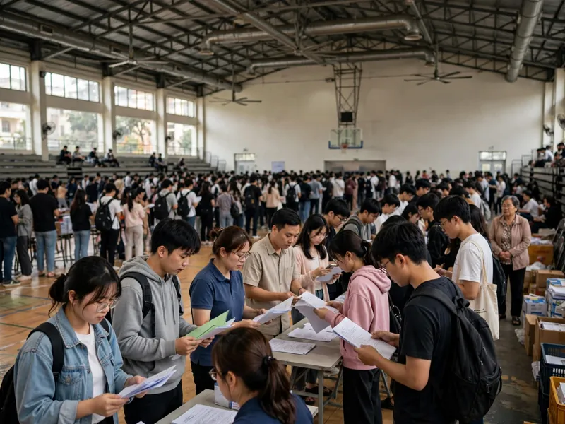 Ảnh minh hoạ: Hơn 3.600 tân sinh viên khóa 2026 hoàn tất thủ tục nhập học tại Nhà thi đấu đa năng
